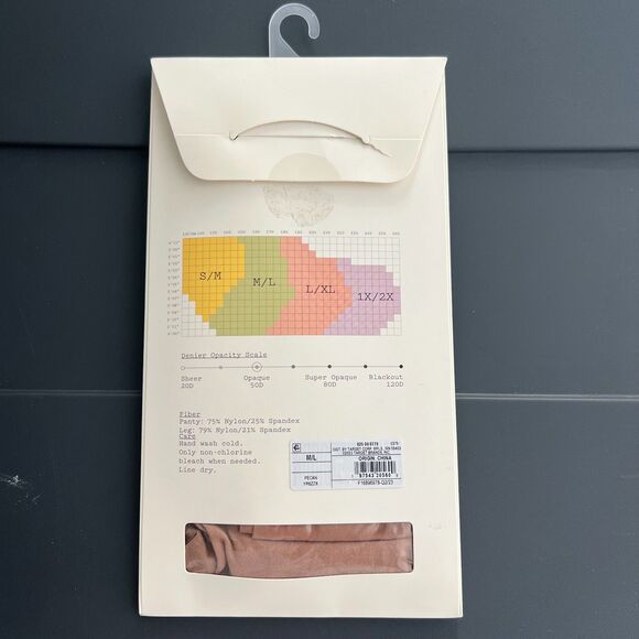 A New Day High Waist Control Top Sheer Stockings Tights - Pecan/Nude M/L - Picture 2 of 5